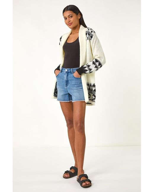 Roman White Patterned Knit Cardigan