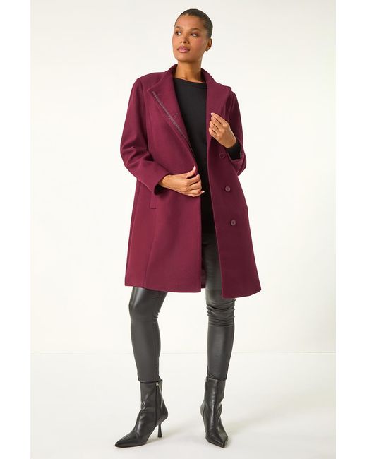 Roman Tailored Funnel Neck Pocket Detail Coat