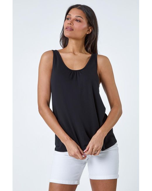 Roman Blue Plain V-Neck Stretch Jersey Vest Top