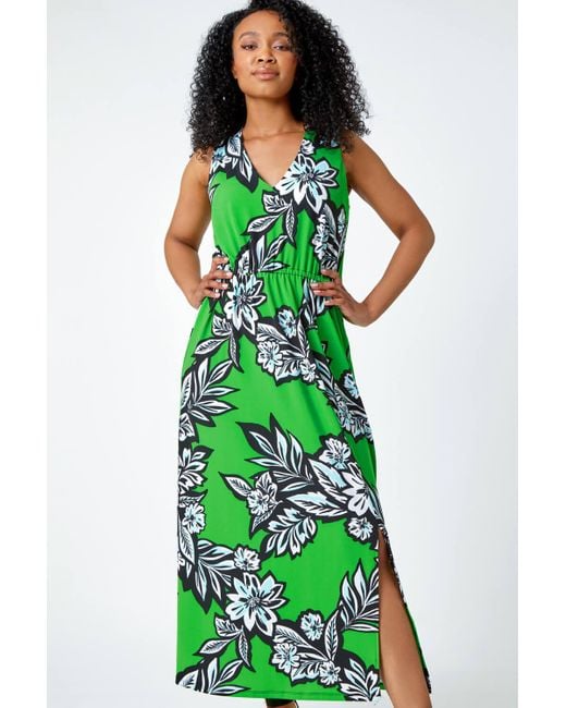 Roman Green Originals Petite Floral Print Stretch Maxi Dress