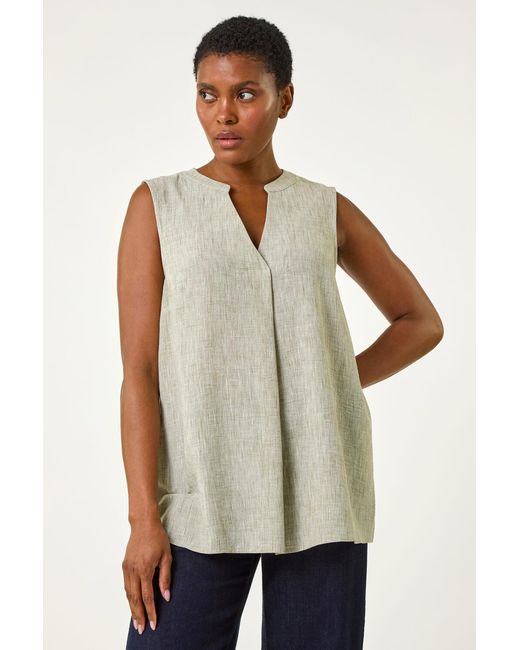 Roman Blue Sleeveless Vest Top