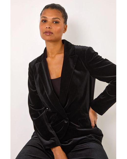 Roman Black Velvet Double Breasted Blazer