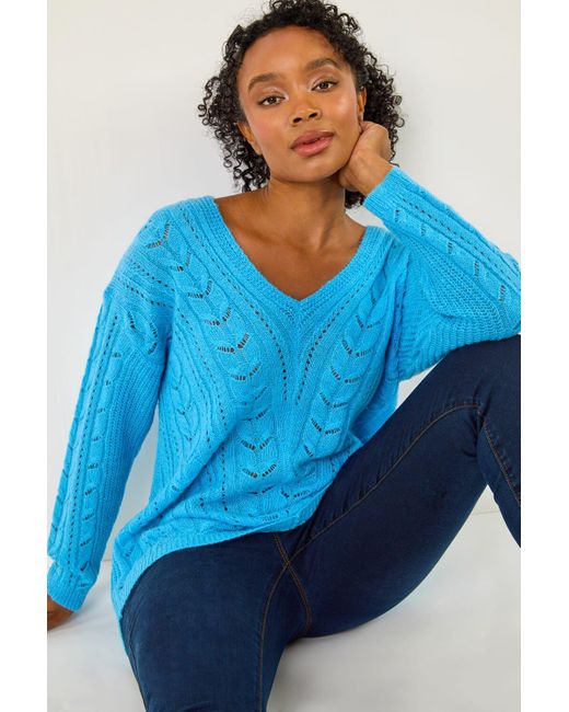 Roman Petite Blue Petite V-Neck Knit Jumper