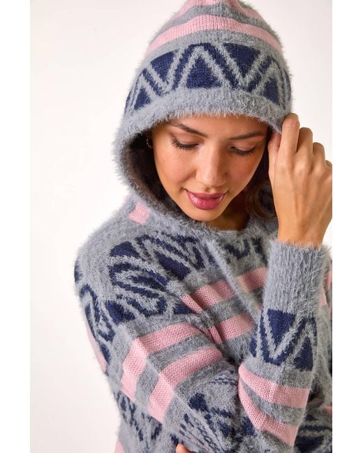 Roman Gray Jacquard Knit Hoodie