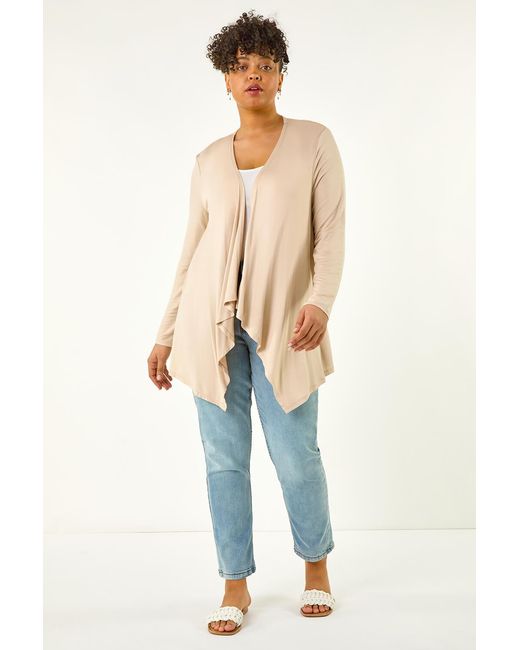 Roman Curve Natural Waterfall Longline Cardigan