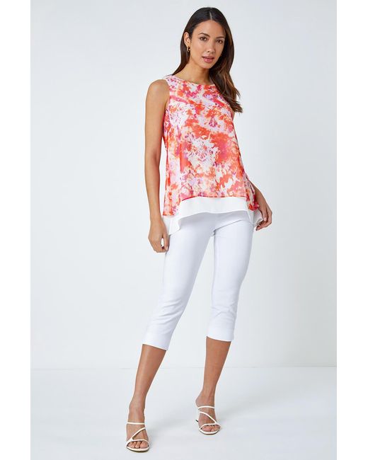 Roman Red Tie Dye Sleeveless Overlay Top