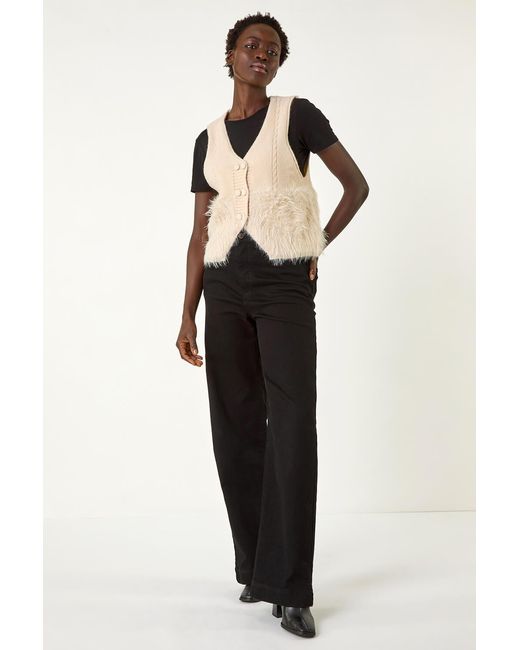Roman Black Tassel Faux Fur Gilet