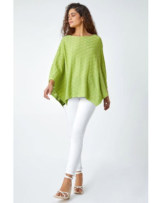 Roman Green Textured Stretch Jersey Poncho