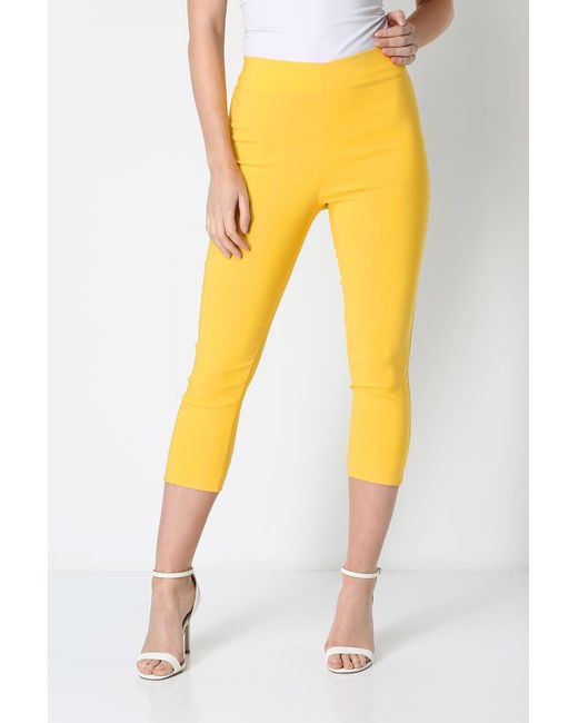 Roman Yellow Cropped Stretch Trouser