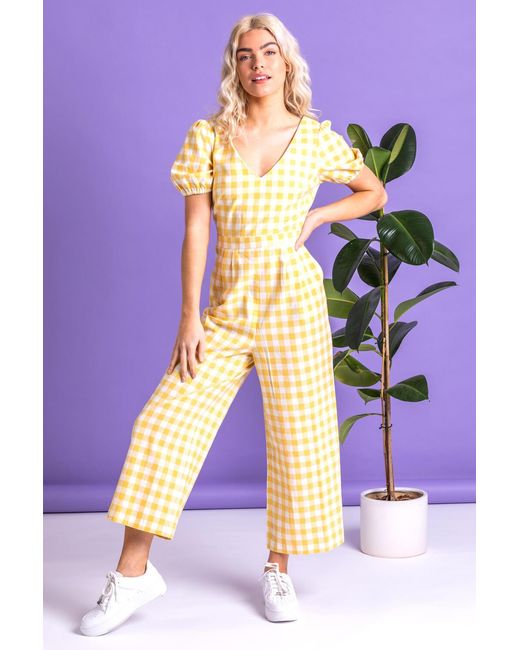 D.u.s.k Yellow Gingham Check Jumpsuit