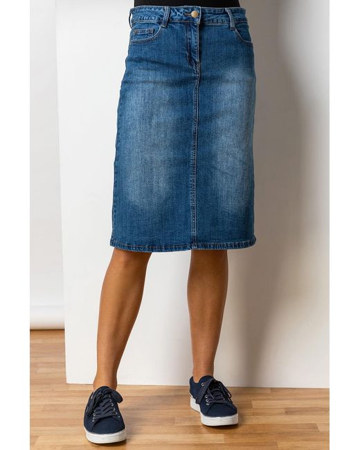 Roman Blue A-Line Midi Length Mid Rise Skirt