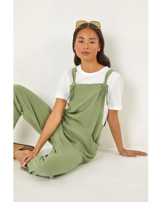 Roman Petite Green Strap Woven Jumpsuit