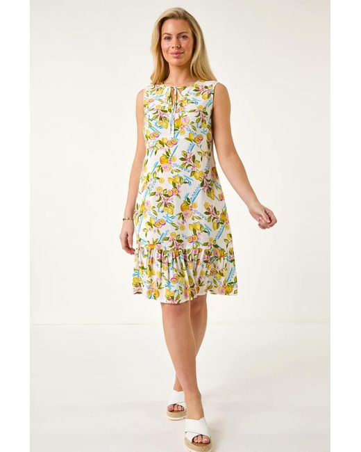 Roman Petite Yellow Lemon Frill Hem Dress