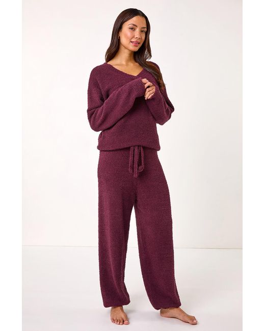Roman Purple V-Neck Knit Lounge Set