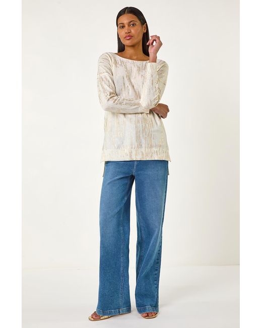 Roman White Foil Shimmer Tunic Knit Jumper