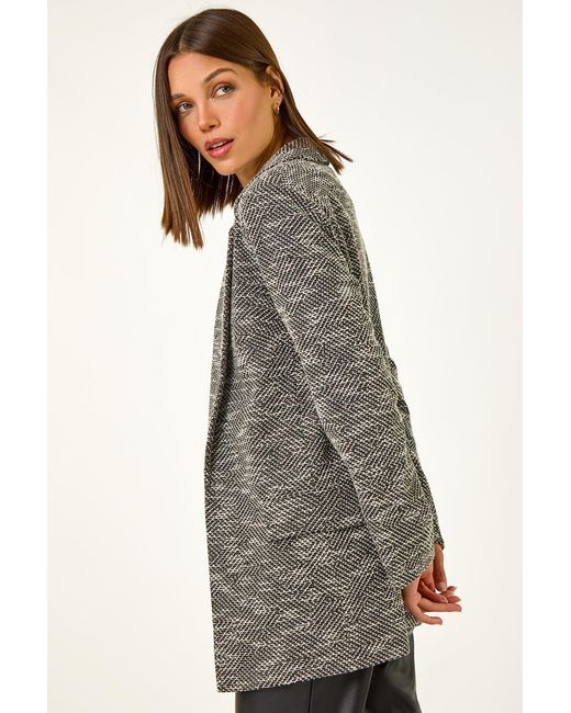 Roman Gray Textured Longline Blazer
