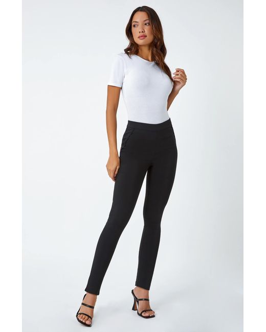 Roman Red Full Length Mock Pocket Stretch Trouser