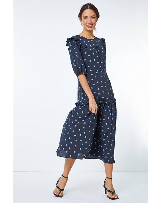D.u.s.k Black Tiered Polka Dot Maxi Dress