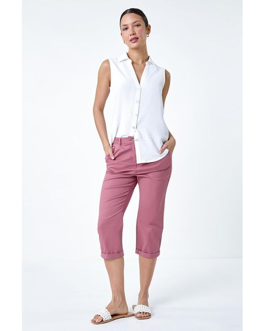Roman Red Cotton Blend Cropped Chino Trousers
