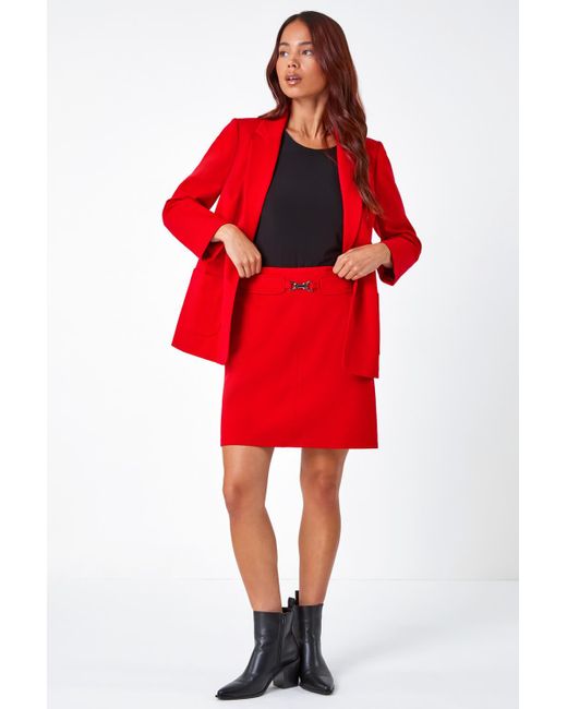Roman Red Petite Toggle Pocket Detail Stretch Skirt