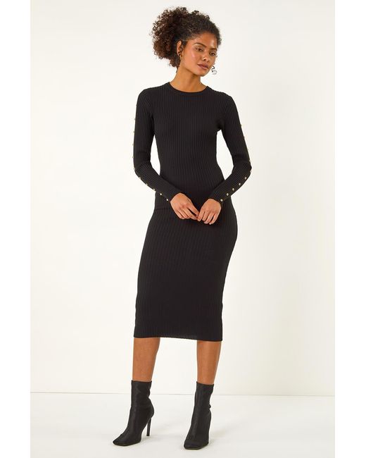 D.u.s.k Black Stud Detail Knit Bodycon Dress