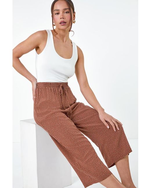 Roman Petite Brown Spot Print Stretch Culottes