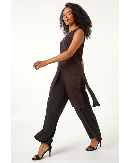 Roman Petite Black Printed Top & Trouser Set