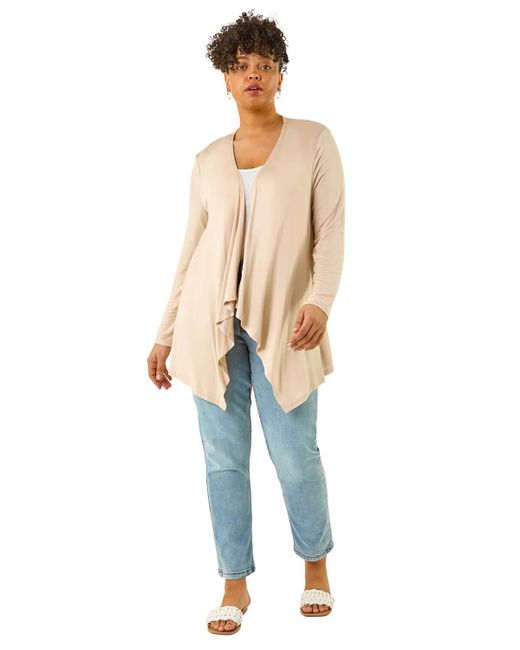 Roman Curve Natural Waterfall Longline Cardigan