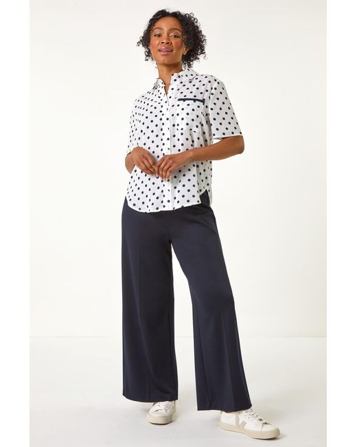 Roman Petite White Spot Print Buttoned Shirt