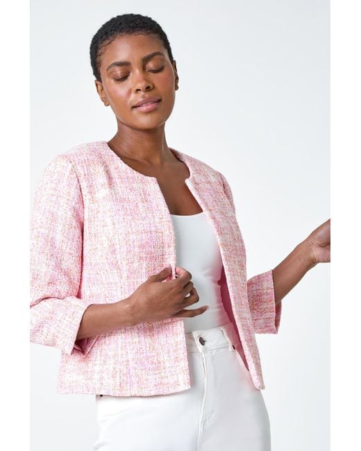 Roman Pink Smart Textured Boucle Jacket
