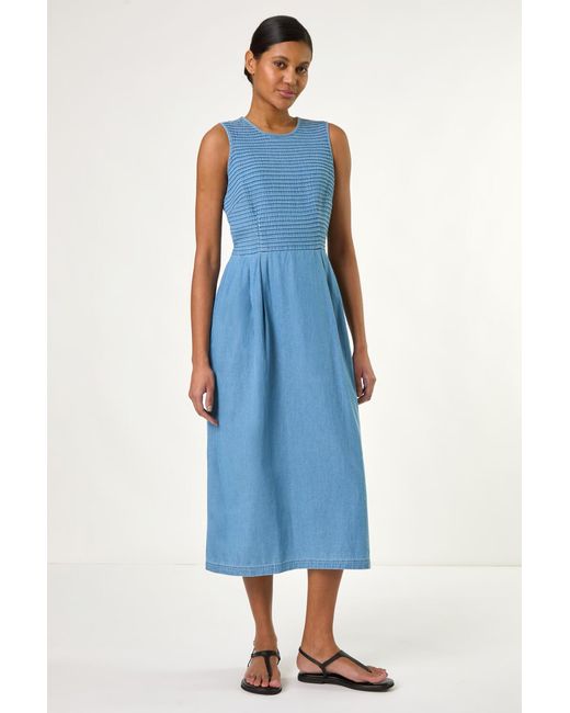 Roman Blue Midi Stretch Dress