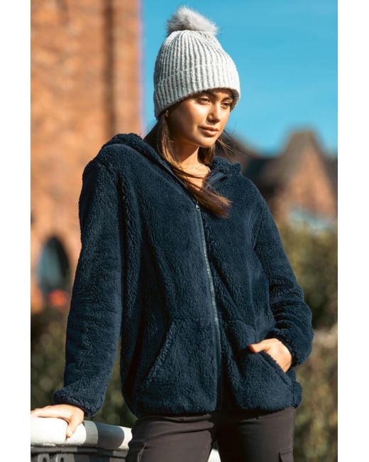 Roman Blue Hooded Sherpa Fleece Jacket