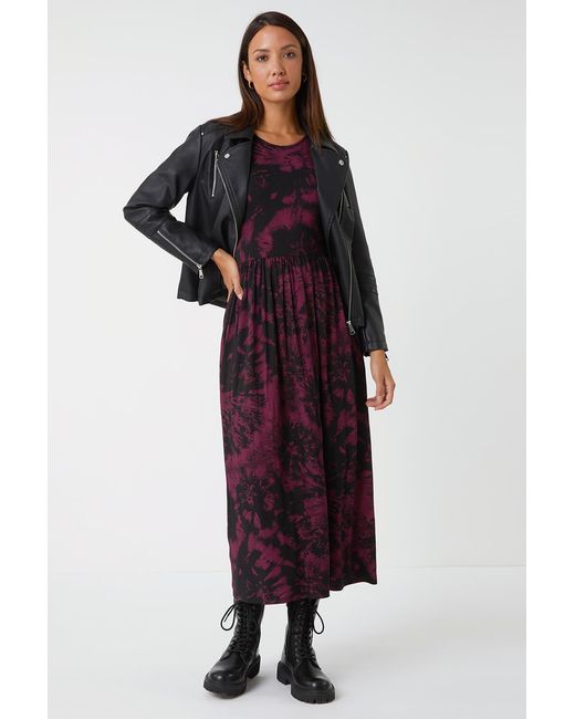Roman Red Tie Dye Pocket Stretch Midi Dress
