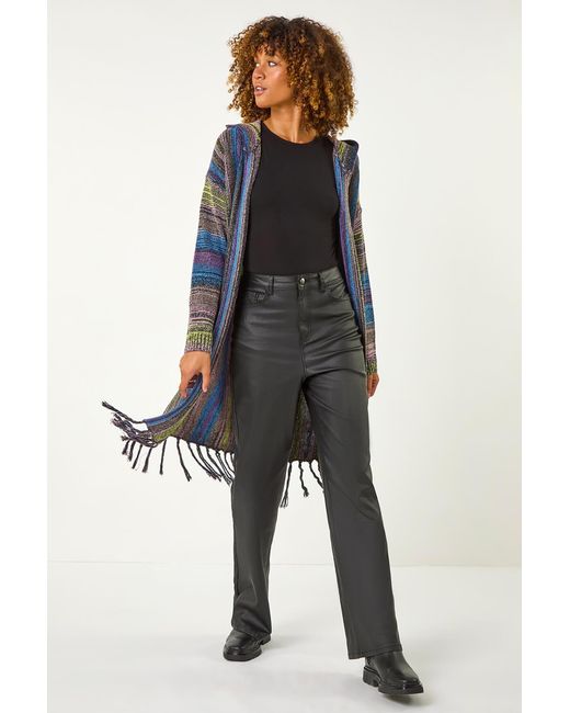 Roman Blue Hooded Knit Longline Cardigan