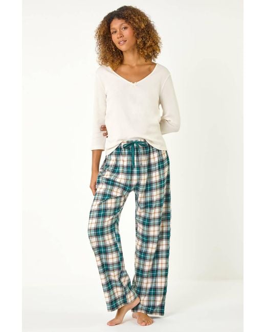 Roman White Check Print Bow Detail Pyjama Set