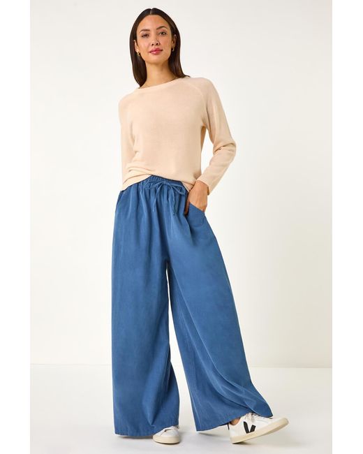 Roman Blue Baby Corduroy Wide Leg Trousers