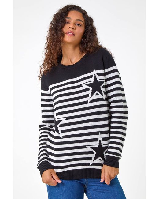 Roman Blue Star Stripe Crew Neck Knit Jumper