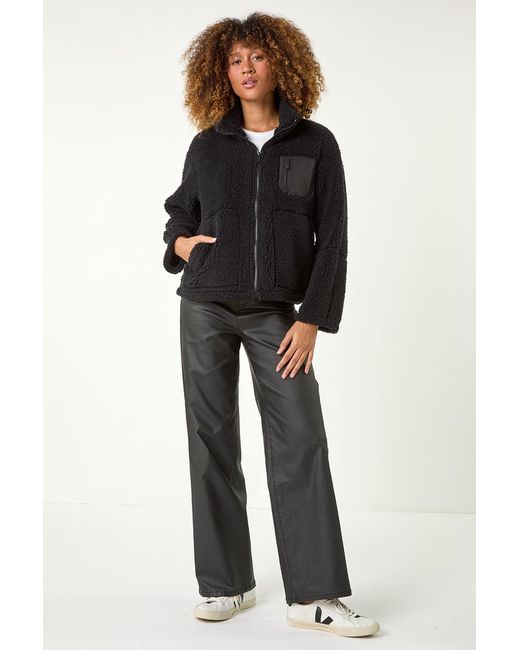 Roman Black Funnel Neck Fleece Jacket
