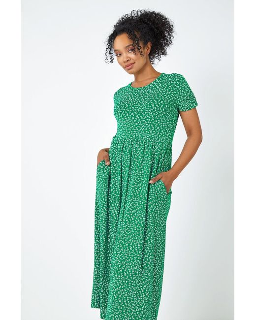 Roman Petite Blue Floral Print Midi Dress