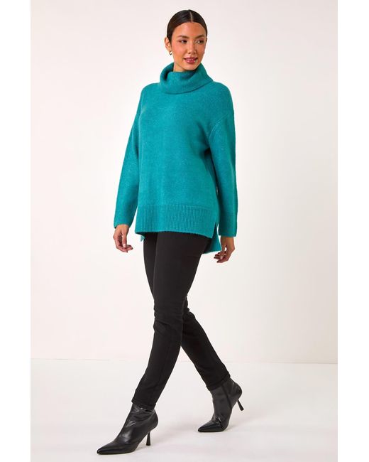 Roman Blue Roll Neck Knit Jumper