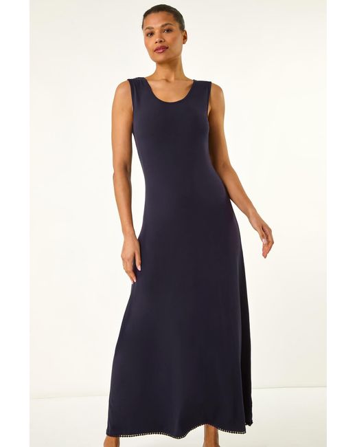 Roman Blue Lace Detail Swing Maxi Dress
