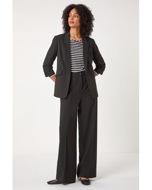 Roman Black Relaxed Woven Stretch Trousers