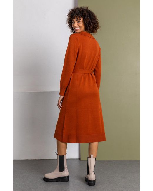 D.u.s.k Multicolor Collared Belt Detail Knitted Dress