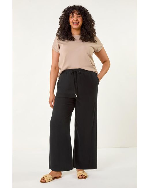 Roman Curve Black Linen Mix Trousers