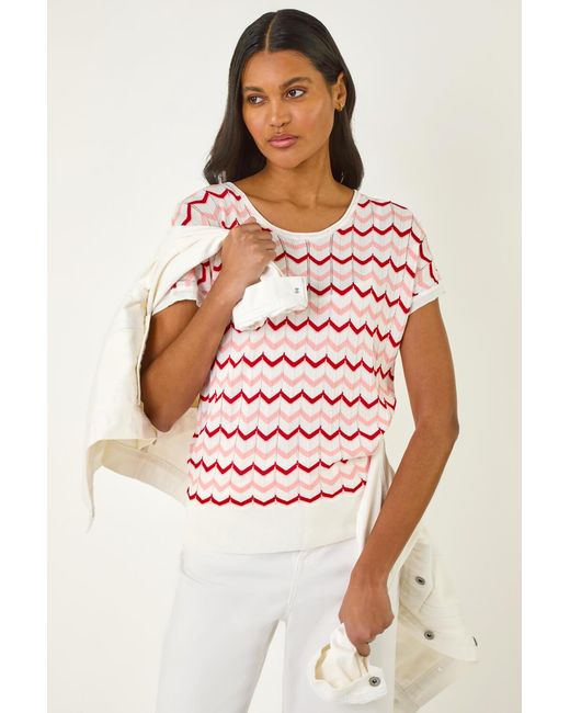 Roman Textured Chevron Contrast Top