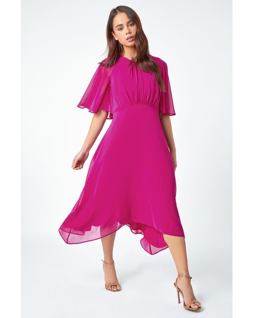 Roman Pink Originals Petite Chiffon Cape Midi Dress