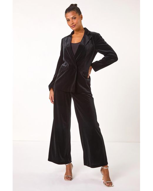 Roman Black Velvet Double Breasted Blazer