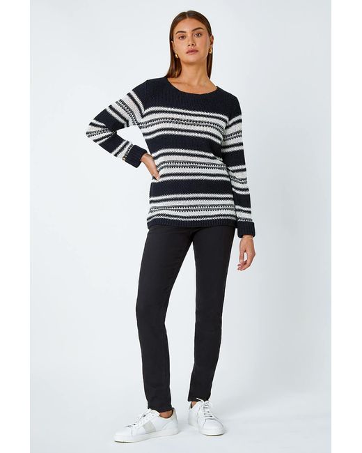 Roman Gray Textured Multi Stripe Jumper