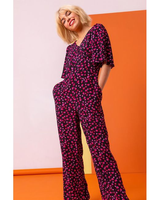 D.u.s.k Black Ditsy Floral Wide Leg Jumpsuit