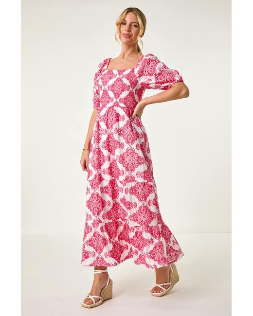 Roman Petite Pink Embroidered Maxi Dress